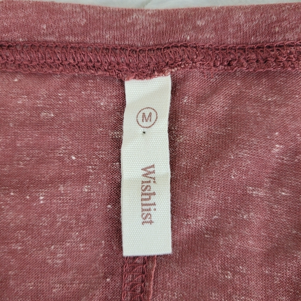 Wishlist Soft Red Linen Blend Dress Ruffle Hem Puff Sleeves Western Cowgirl M - Picture 6 of 11